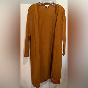 Bohme Longline Open Front Rust Gold Thin Cardigan Versatile Everyday Wear